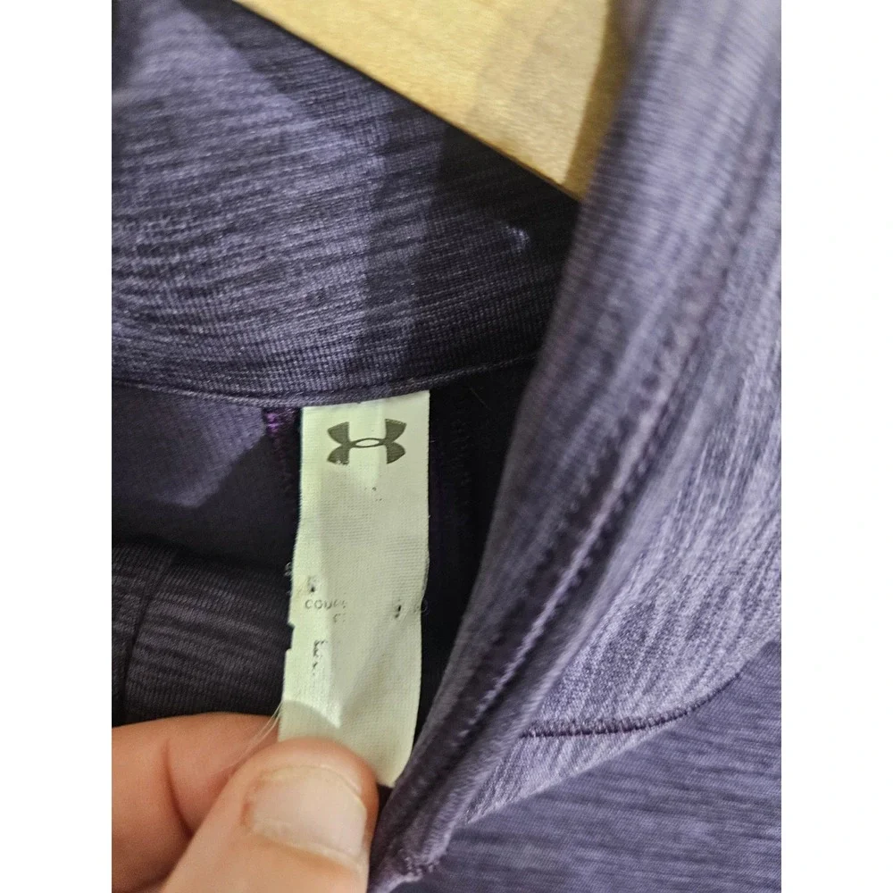 Under Armour Womens Quarter‎ Zip Pullover Purple Space Dye Thumbhole Top Small